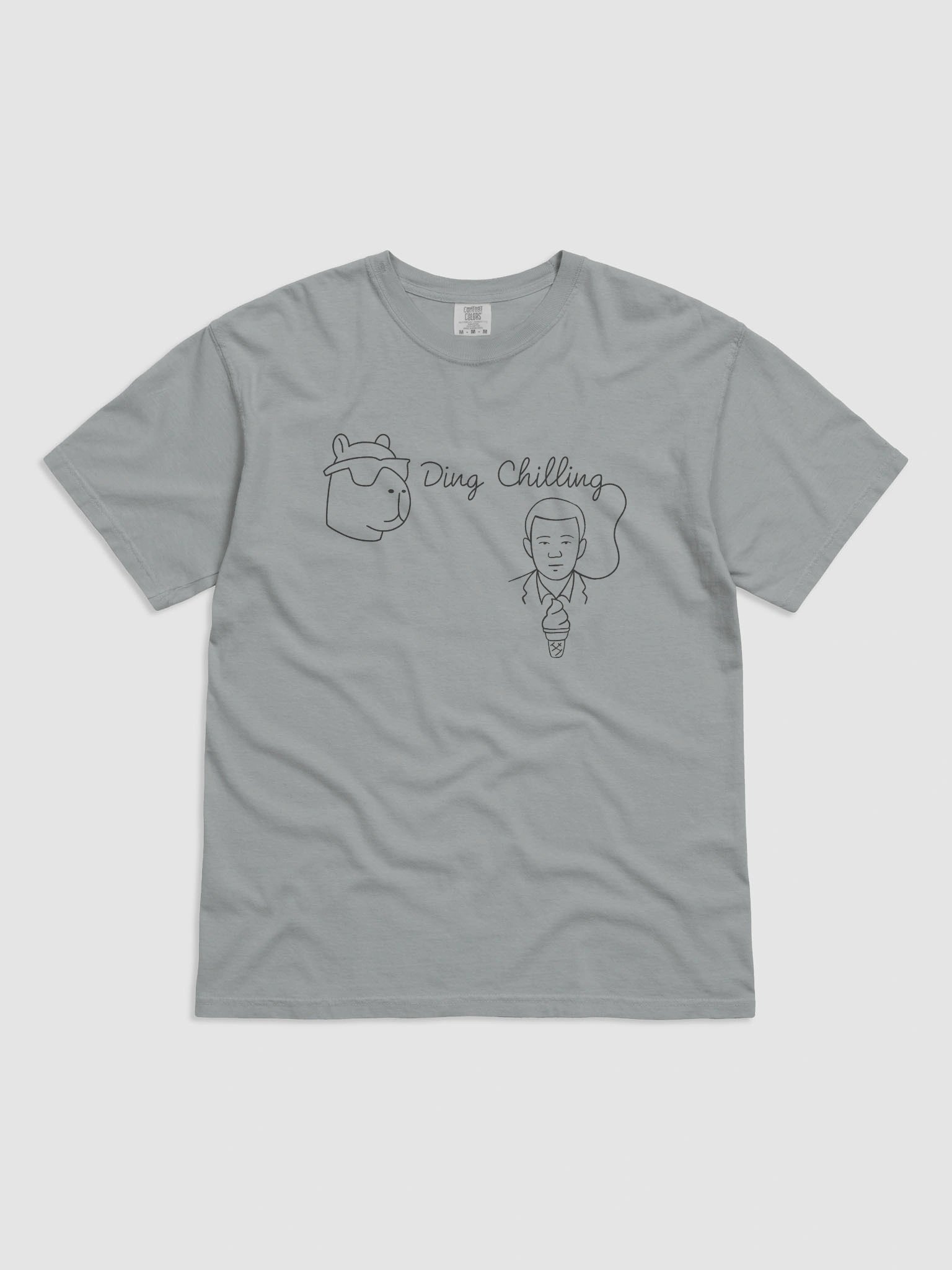 Ding Chilling [5b] – Chill Capybara & Ice Cream Meme | Hand-Drawn Chess Humor | Black Line Art for Light Colors | T-Shirt product image (1)