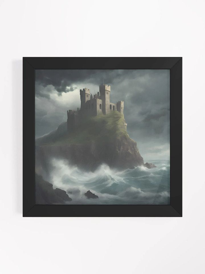 Clifftop Citadel Matte Poster (An illustration of Castle at the top of mountain in island Sea view) product image (3)