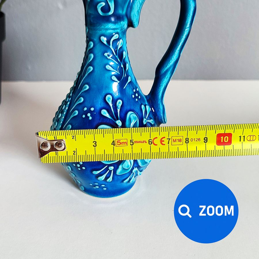 Ceramic turquoise jugs (bottle for oil), Turkish Iznik style (Ibrik vazo) — handmade pottery product image (9)