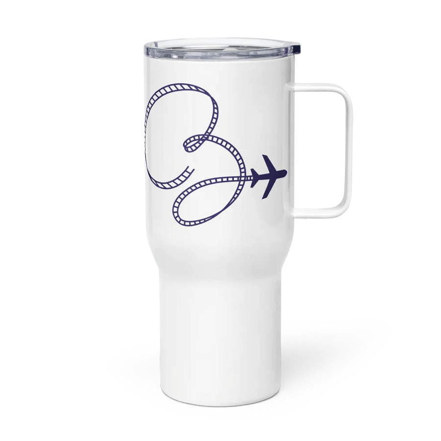 Coaster Breaks Travel Mug with a Handle - White & Navy product image (3)