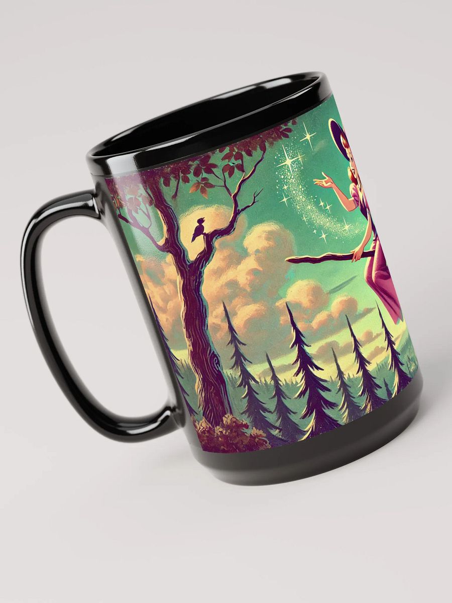 Happy Flying Witch Halloween - Black Glossy Mug 15 oz product image (4)