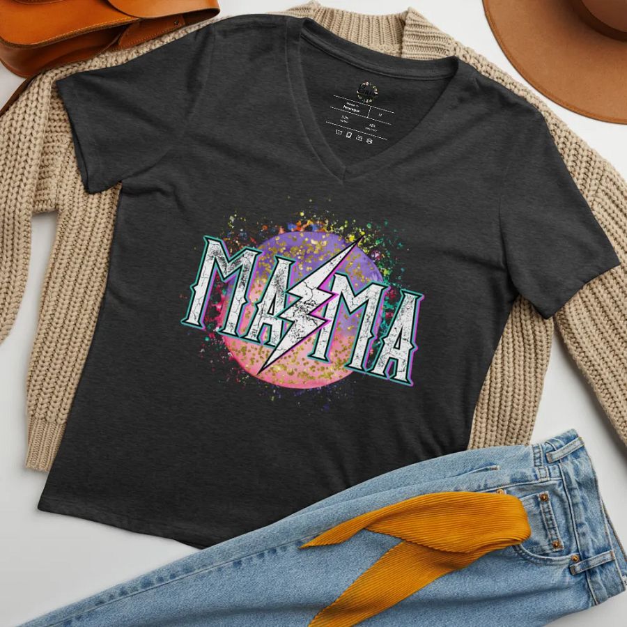 'MAMA' Lightning Bolt V-Neck Tee product image (34)