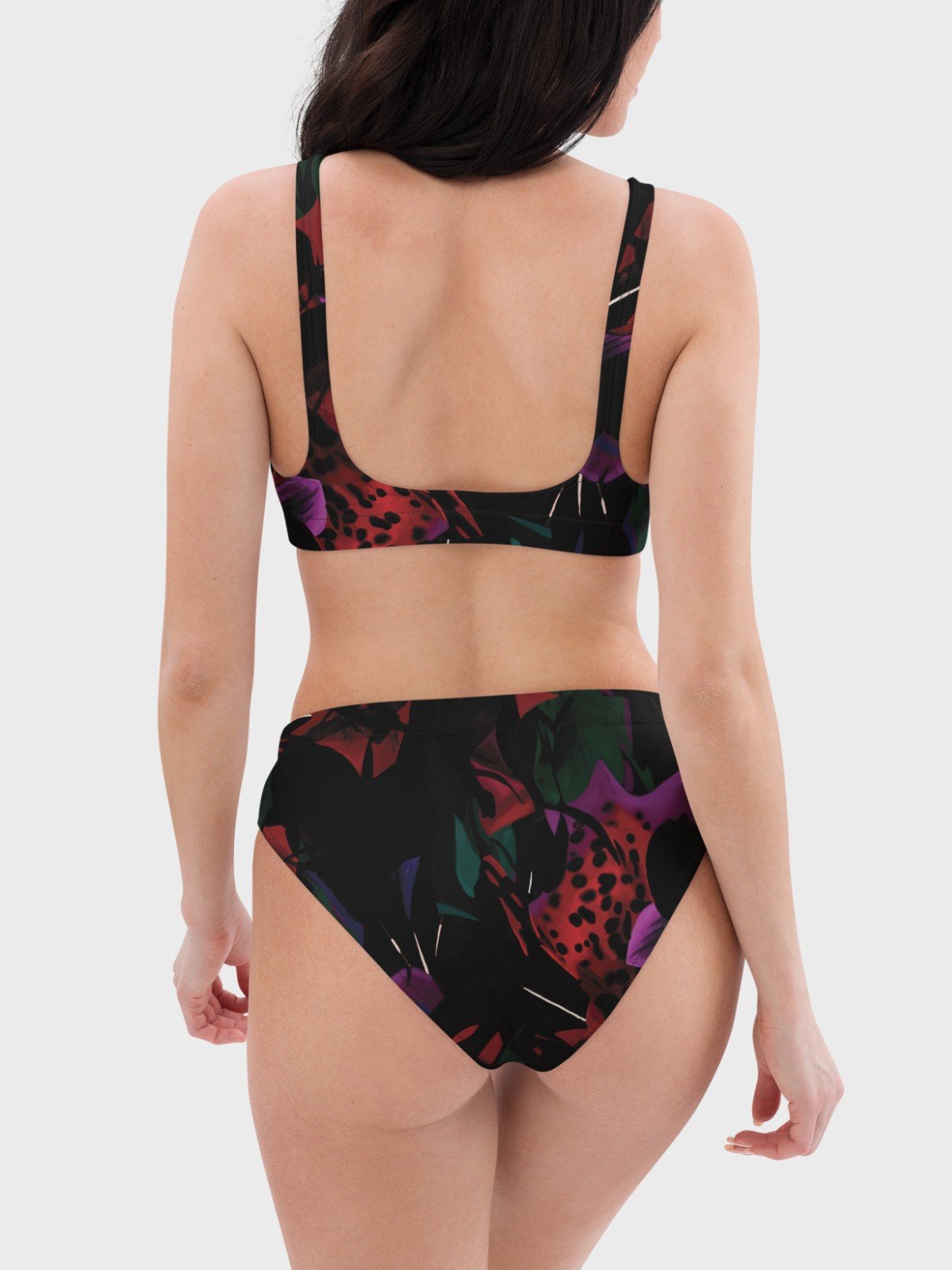 Recycled Padded Bikini Top "Blosoom At Midnight" product image (6)