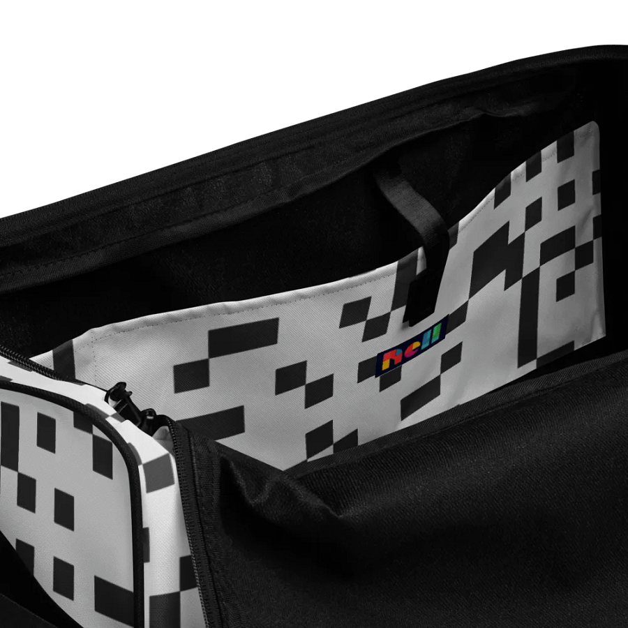 Pixelated Monochrome Madness Duffle Bag product image (6)