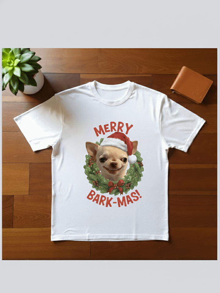 MARRY BARK-MAS! Evil Dog Meme T-Shirt product image (1)