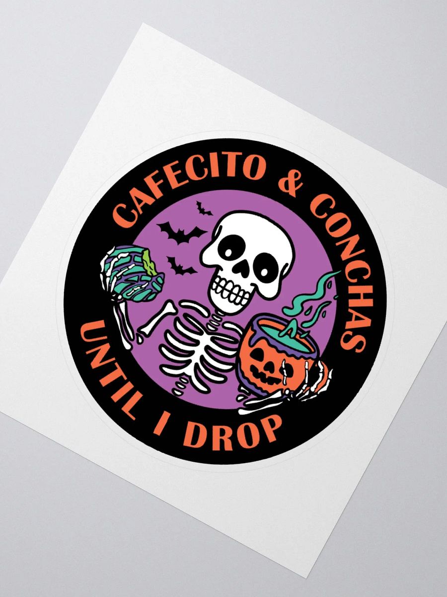 Cafecito and Conchas Halloween Skeleton Ghost Circle Sticker product image (2)