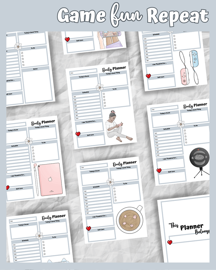 Grey Printable Planner - Gamer Themed product image (6)