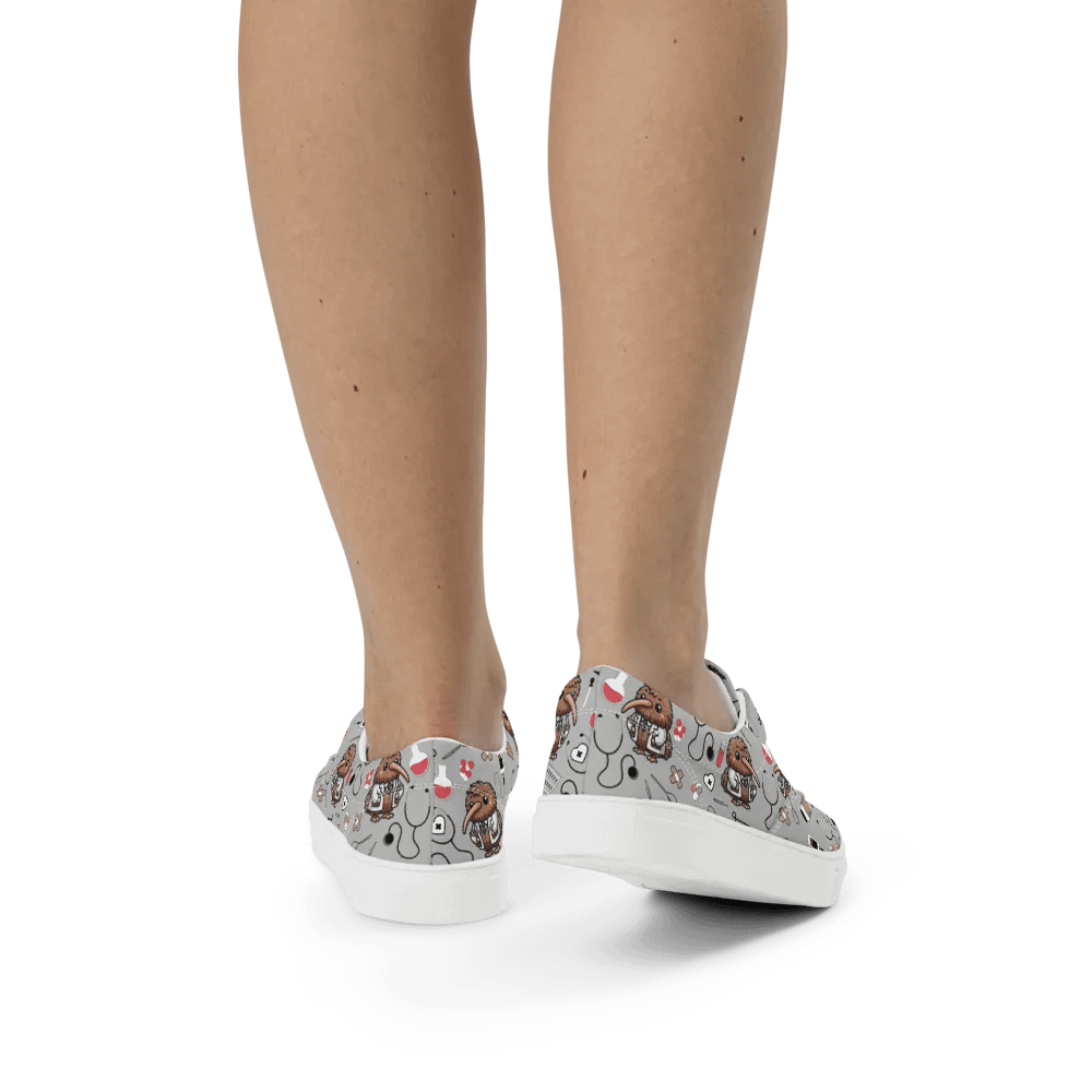 Cute Medical Kiwi Lace-up Canvas Shoes (Grey) product image (3)