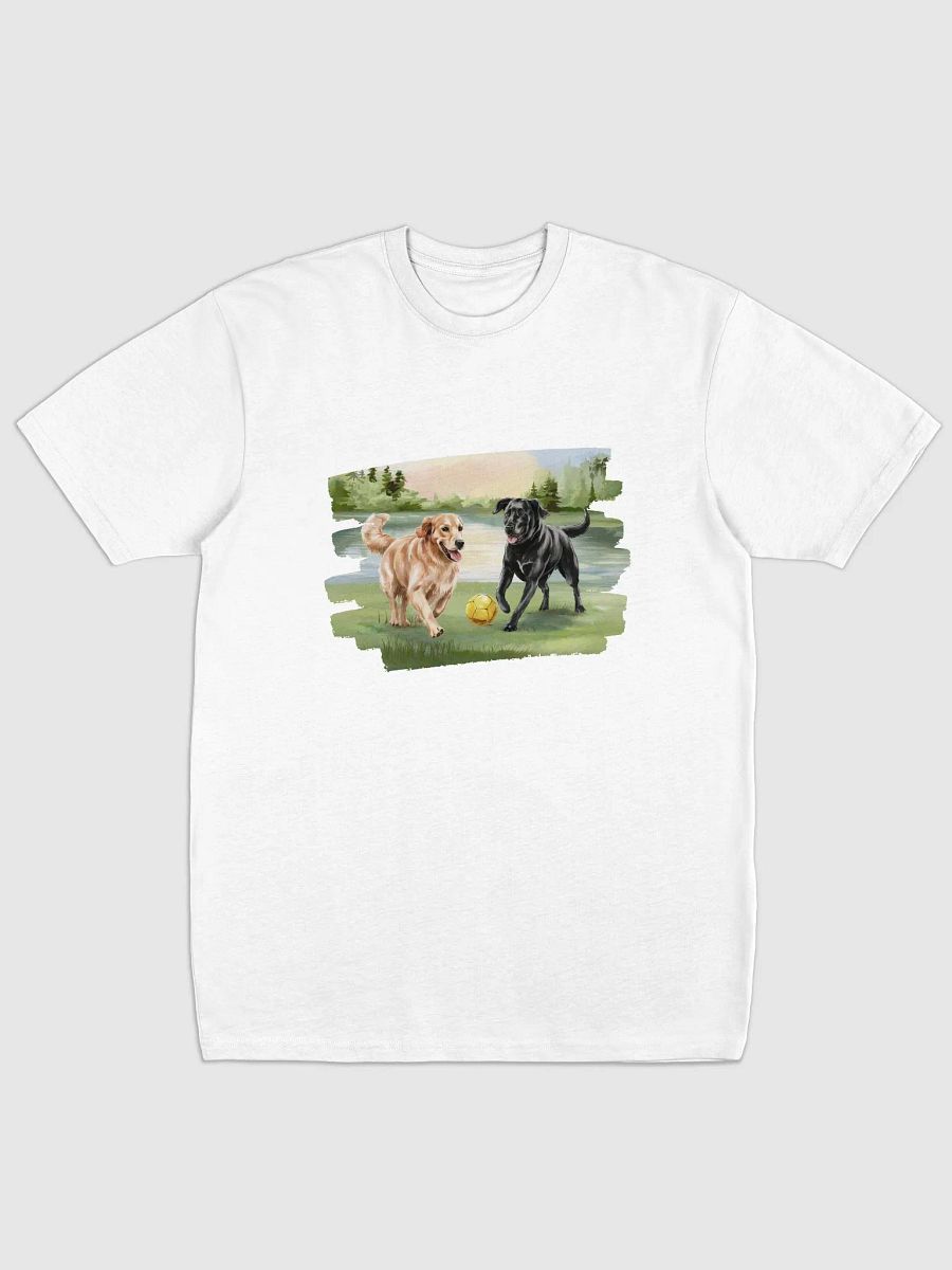 Two Dogs Playing Ball in the Garden T-Shirt product image (1)