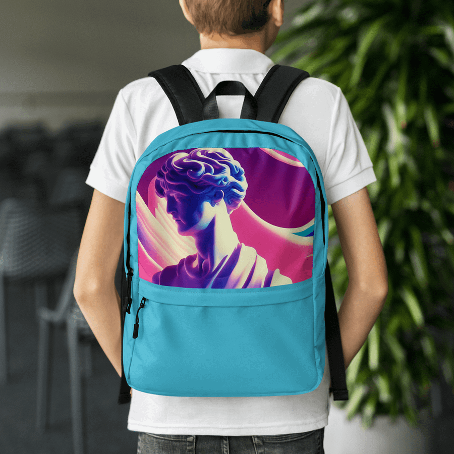 Greek God retrowave city Pop backpack Sky Blue product image (11)