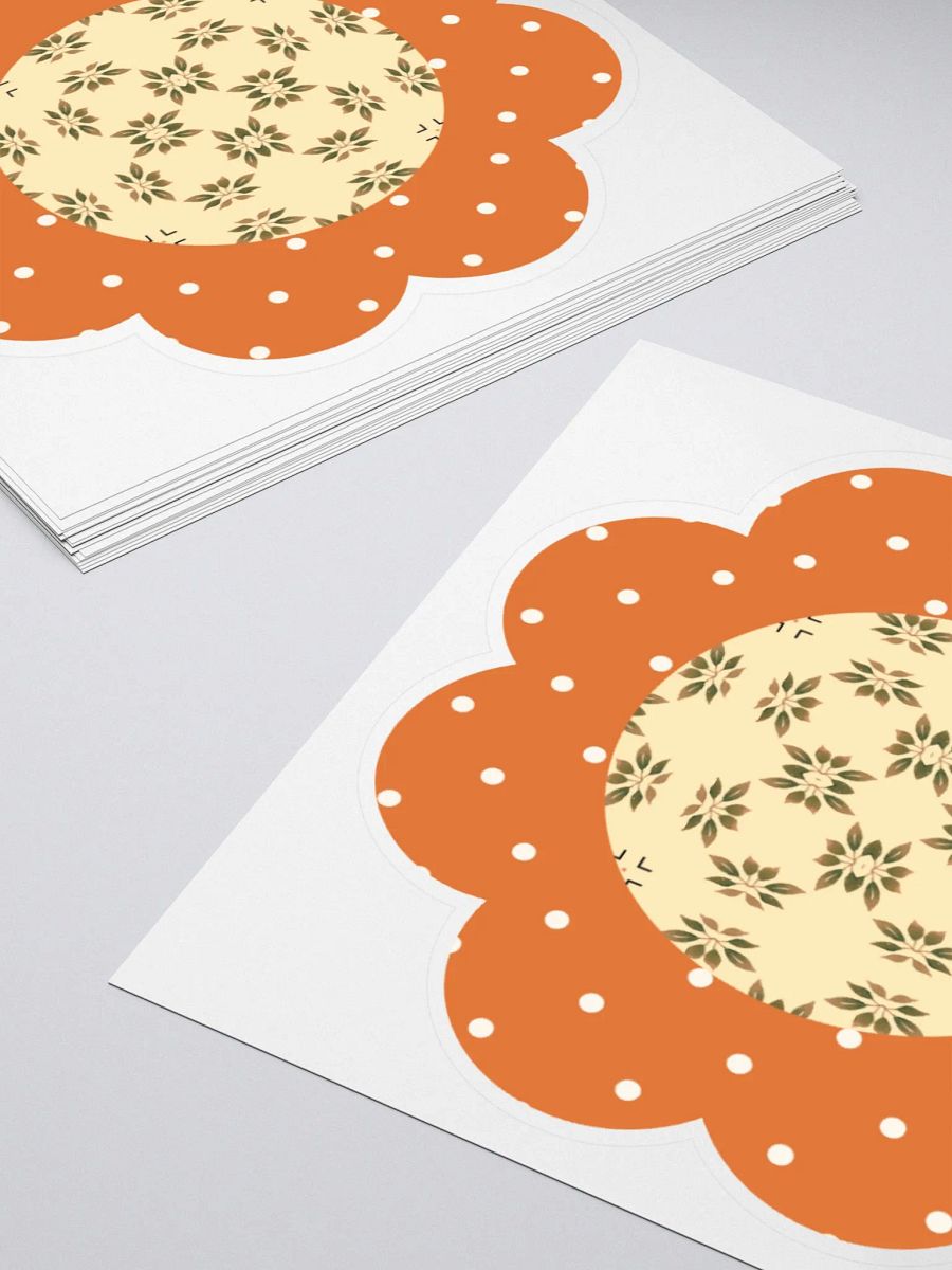 Orange Floral Sticker – Dotted Petals and Beige Patterned Center product image (4)