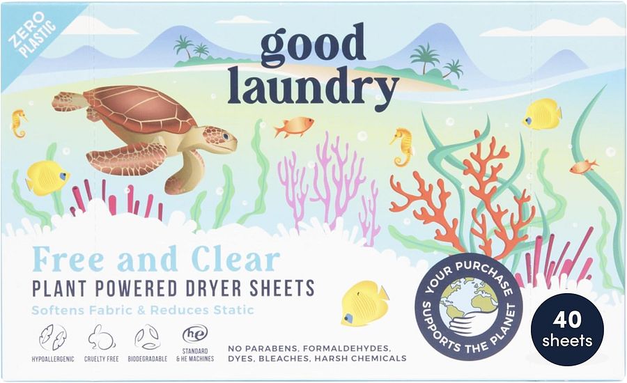 Free and Clear (Unscented) Dryer Sheets, Reduce Static, Infused with Essential Oils, No Harsh Chemicals, Biodegradable, Hypoallergenic, No Plastic product image (1)