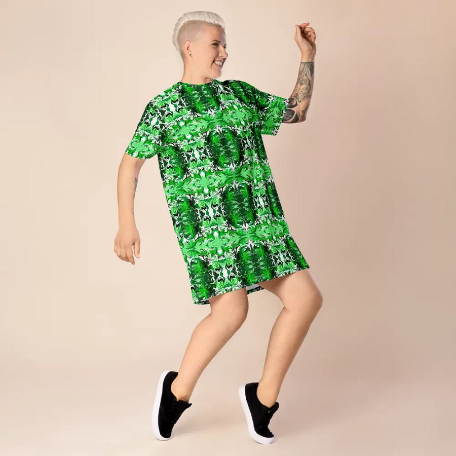 Green Swirl T-Shirt Dress product image (8)