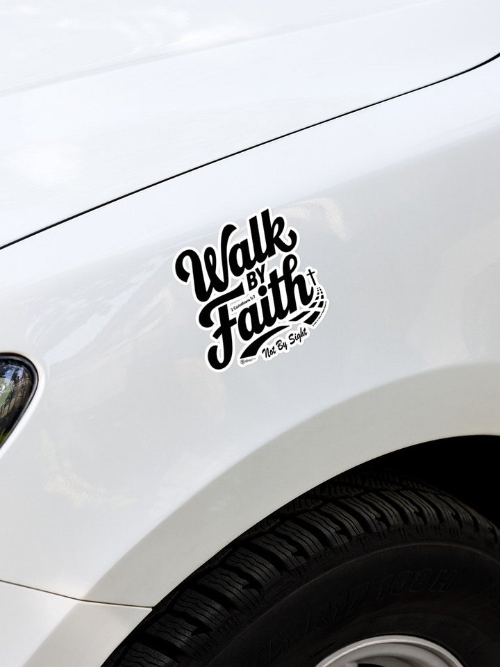 Walk By Faith, Stickers, Bubble-free, 2 Corinthians 5:7, KJV, Bible Verse, Scripture Sticker. product image (2)