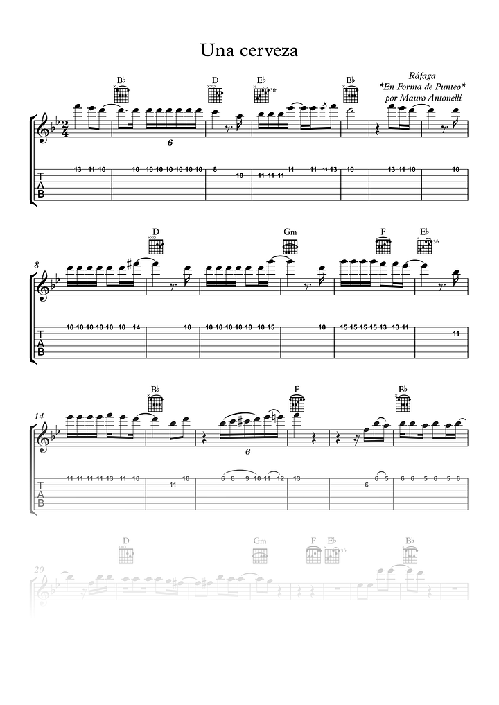 Una cerveza - Partitura + Tabs + Acordes + Pista product image (1)