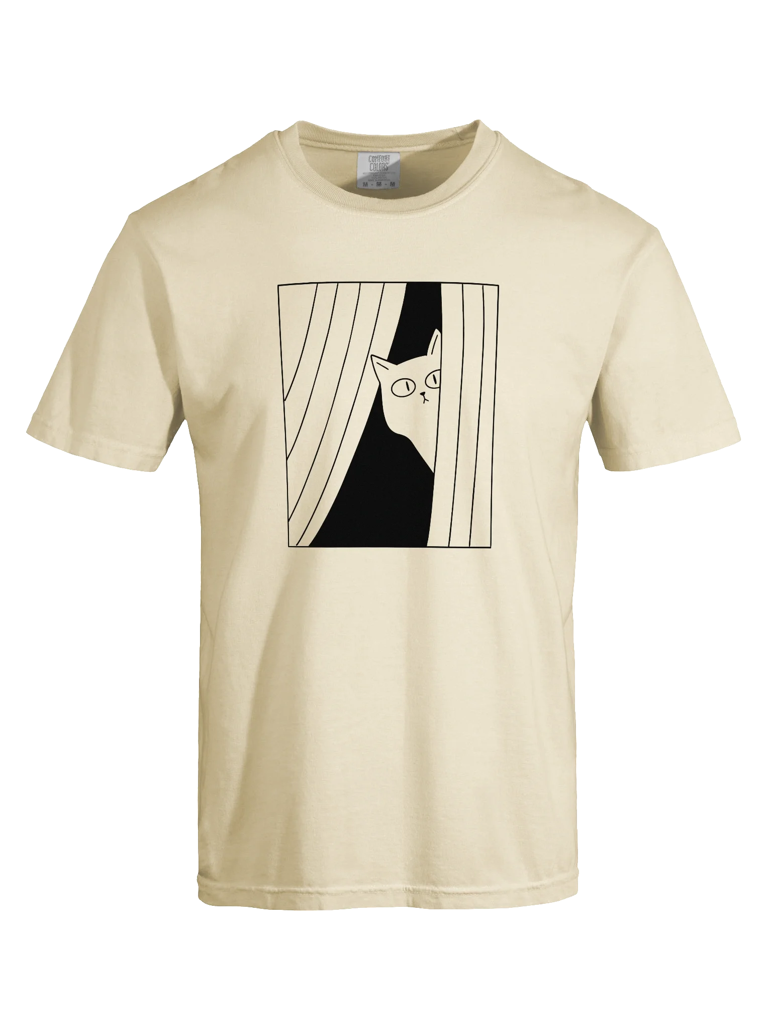 Peeking Cat Window T-Shirt – Minimal Line Art Tee product image (1)