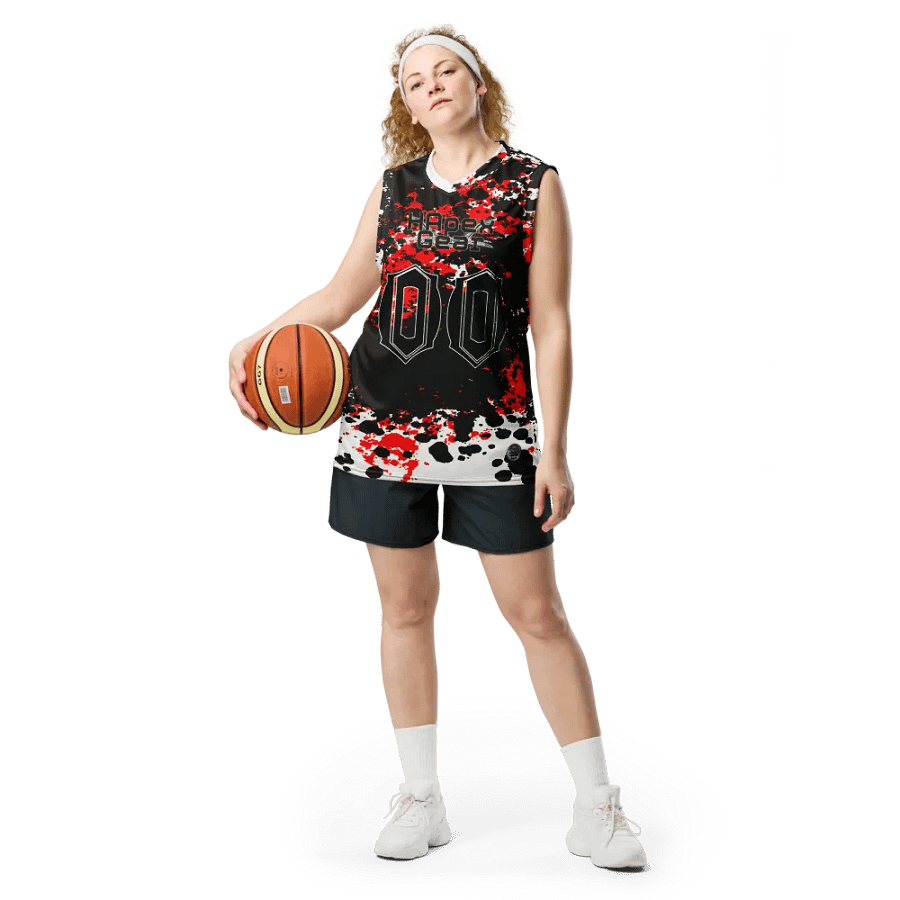 Recycled Unisex Basketball Jersey - Black HApex Gear Black Logo product image (4)