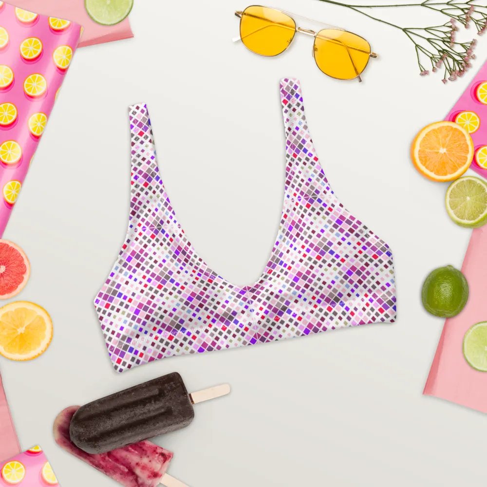 Colorful Square Pattern Design Padded Bikini Top - V1 product image (6)