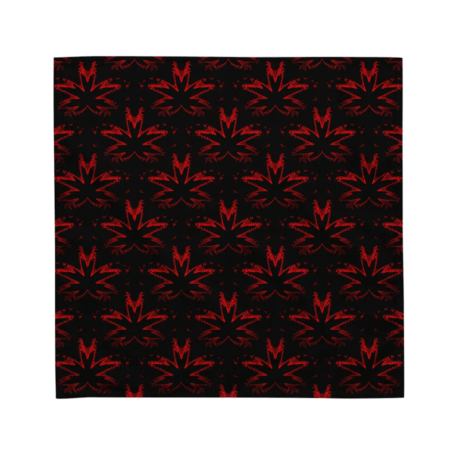 Red Black Twisted Budz Cannabis Bandana, Weed Leaf Pattern Stoner Fashion Accessory product image (2)