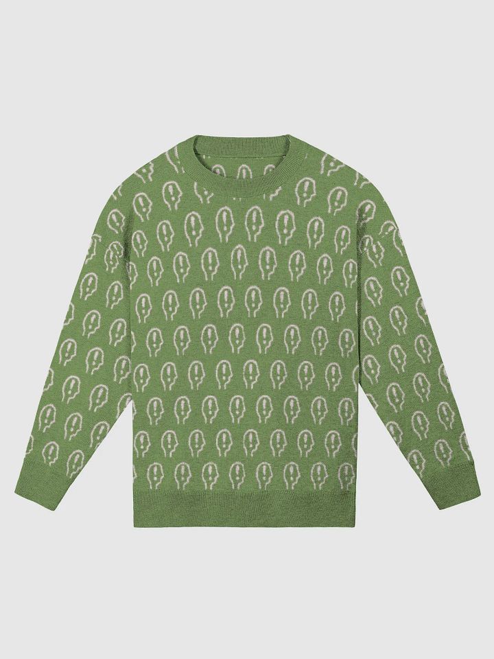 EXCLAIMING MENTALLY (repeating design, green and pink) relaxed knitwear crewneck product image (4)