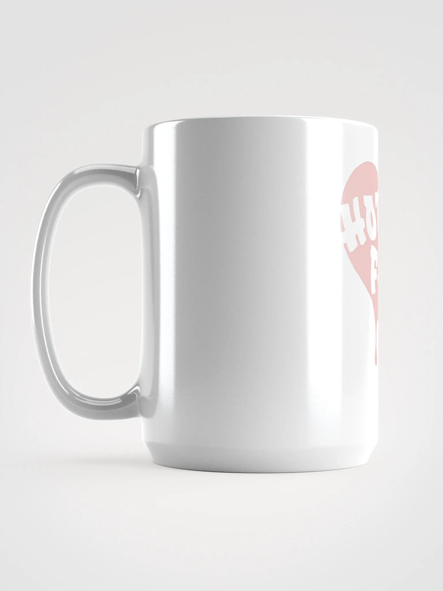 HOT BOX FAM TRANSPARENT PALE PINK HEART LOGO COFFEE MUG product image (6)