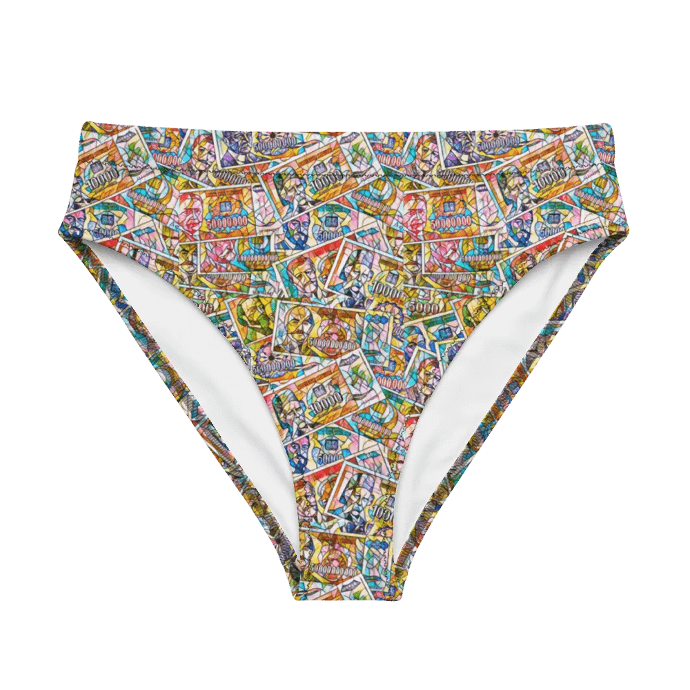 Jugoslovenski inflatorni dinar 1993 (Kolaž/mozaik) All-Over Print Recycled High Waisted Bikini Bottom product image (5)