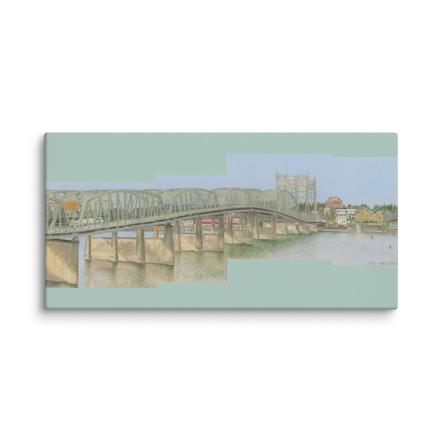 View from the Jantzen Beach Hotel in Portland, Oregon on Canvas with Green Fill (24" x 48") product image (1)