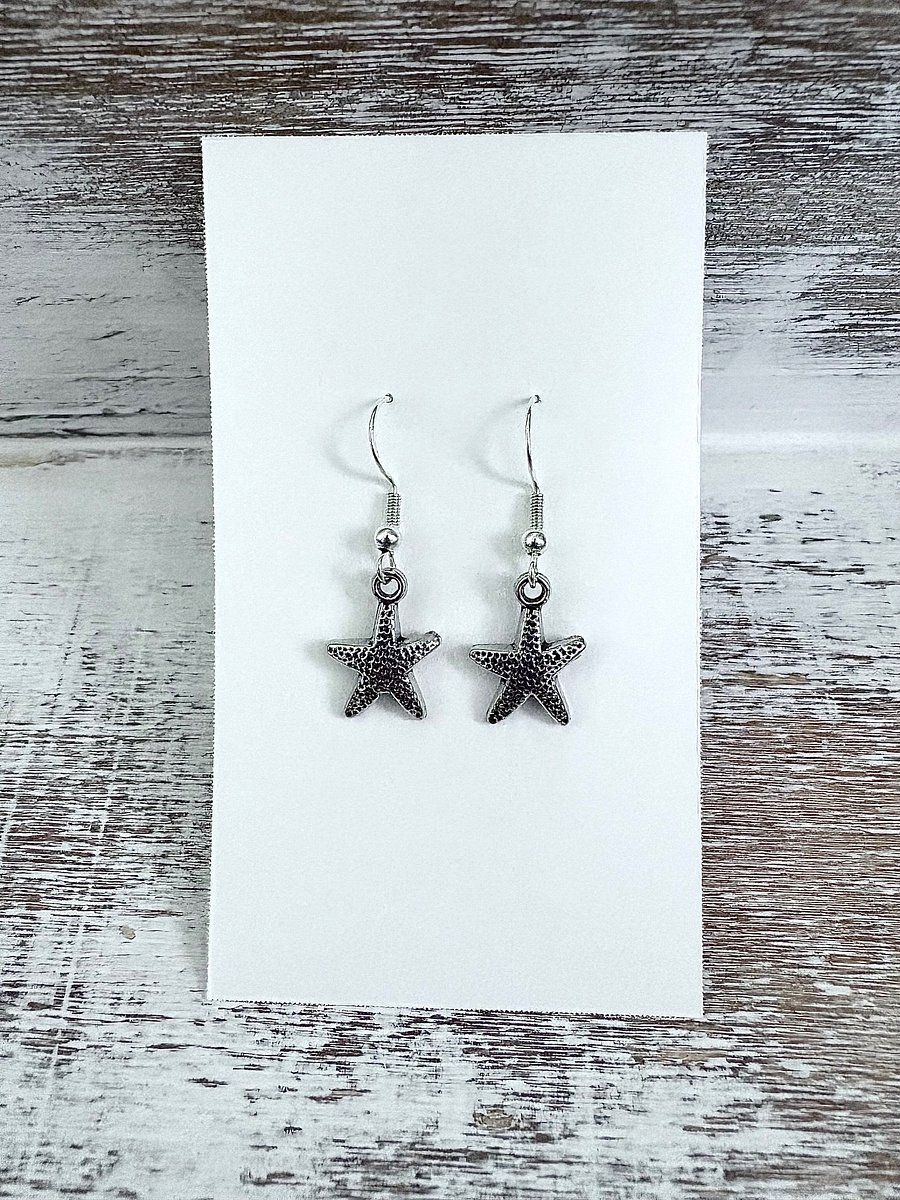 Handmade Silver-Tone Metallic Starfish Earrings | Style 2 | Monique Faella Designs™ | MFD-00097 & MFD-00117 product image (2)