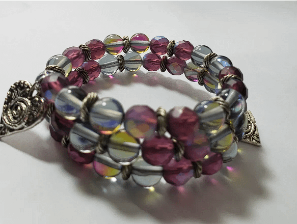 Everylet: 8mm Purple Crystal and Aura Crystal Mermaid Glass w Syn Charm product image (1)