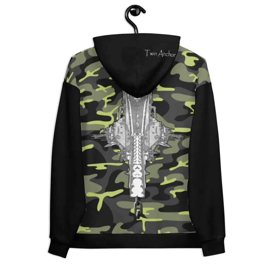 black & Green Camouflage Foss double tug Sketch Hoodie product image (11)