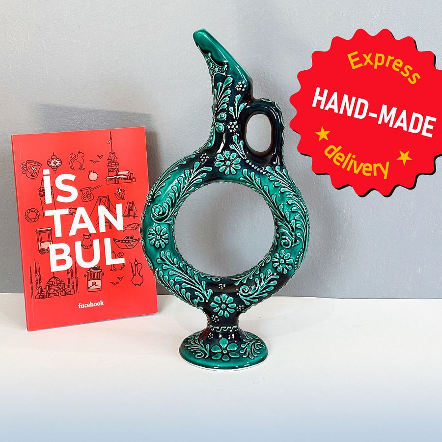 Ceramic wine jug/decanter, Turkish style, Hittite wine jar — handmade pottery, handmade ceramic, home decor, handmade gift, Turkish ceramic product image (1)