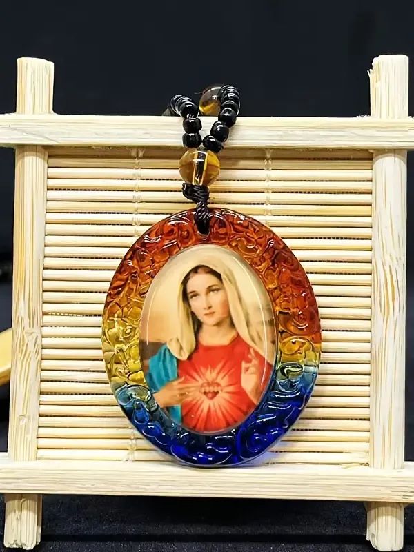 Colar com Pingente de vidro da Virgem Maria product image (4)