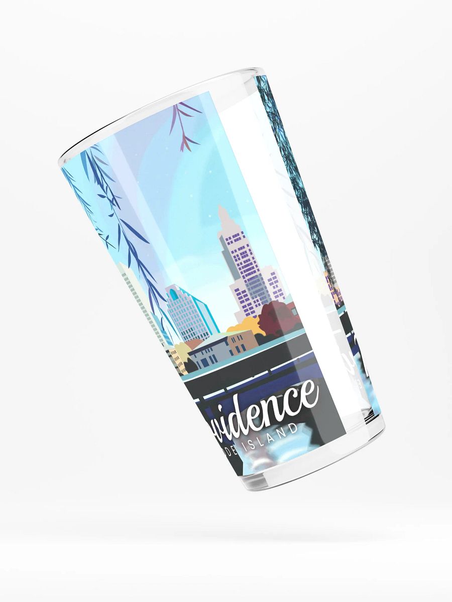 Providence Rhode Island | Cityscape Illustration | Shaker Pint Glass by Monique Faella Designs™ Sip the City | Cheers to the Creative Capital 🏙️🍻✨ product image (4)