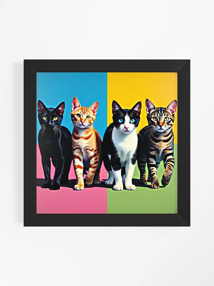 Vibrant Pop Art Cats Framed Matte Poster product image (1)