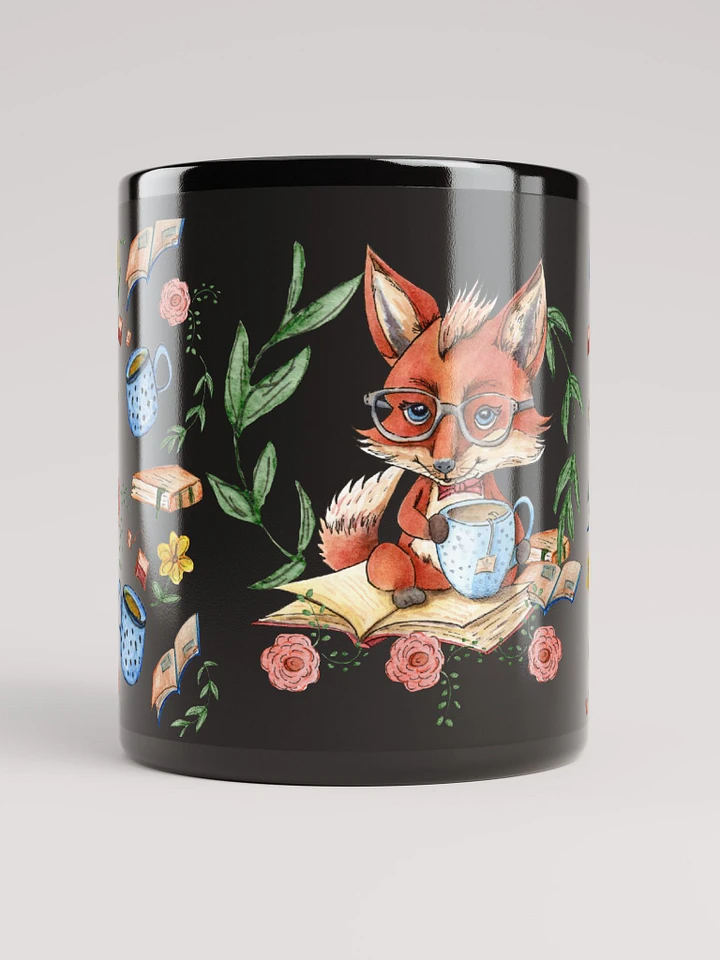 Tea Time Fox Black Mug product image (1)