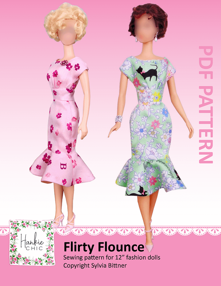 Flirty Flounce sewing pattern for 12" fashion dolls product image (1)