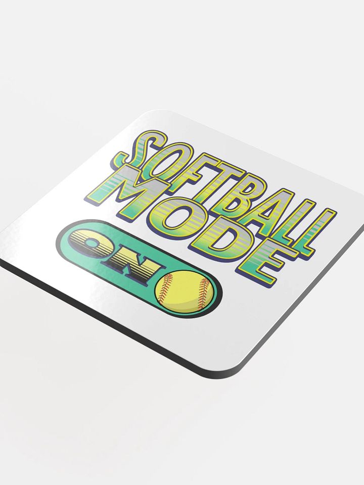 Softball Mode On Glossed Cork Coaster product image (1)