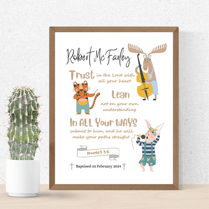 Funny Animals With Musical Instruments Baptism Canva Template product image (2)