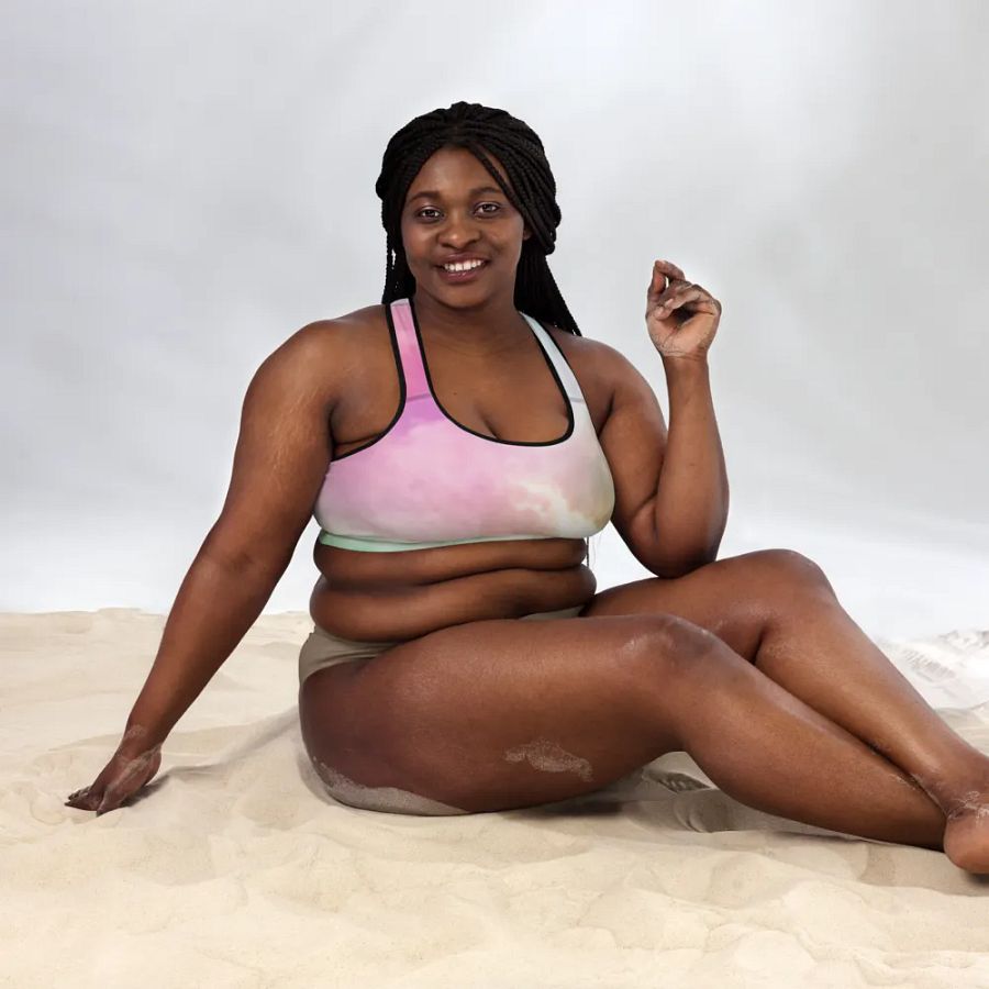 Blur cloud rainbow Design Padded Sports Bra - v4 product image (7)