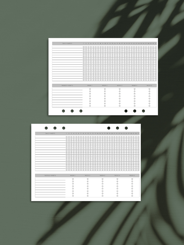 A5 Habit Tracker Inserts | Daily & Weekly Habit Monitoring | Printable product image (1)