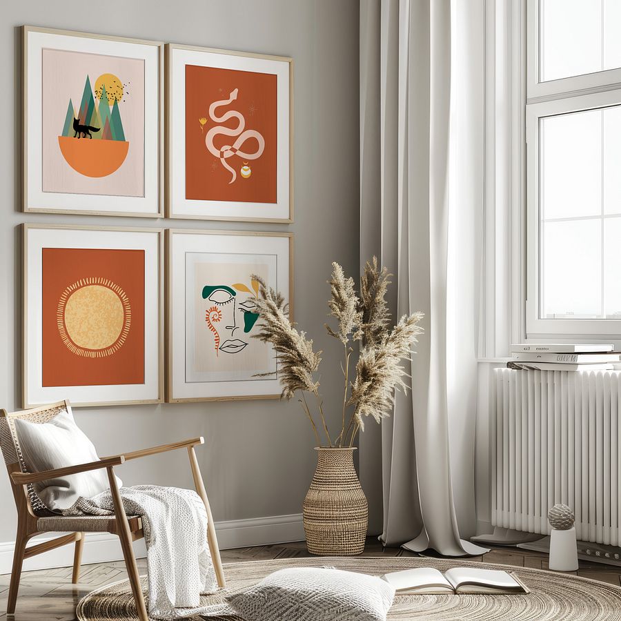 Girl with Birds BOHO Gallery Wall Set of 8 DIGITAL Prints product image (4)