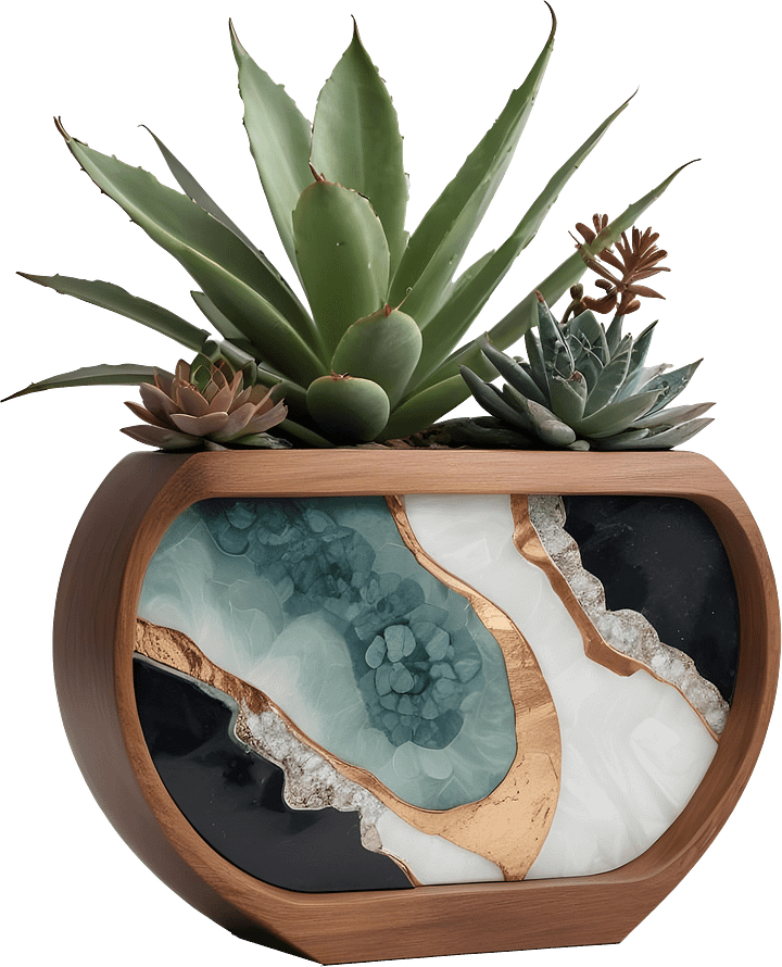 Earthly Symphony – Agate Window Succulent Vase PNG product image (1)