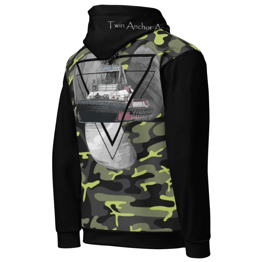 black & Green Camouflage Three blade prop triangle Athena tug Hoodie product image (8)