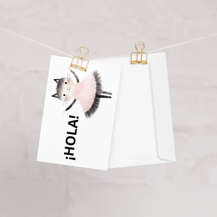 Hola! Pretty in Pink Kitty Greeting Card product image (1)