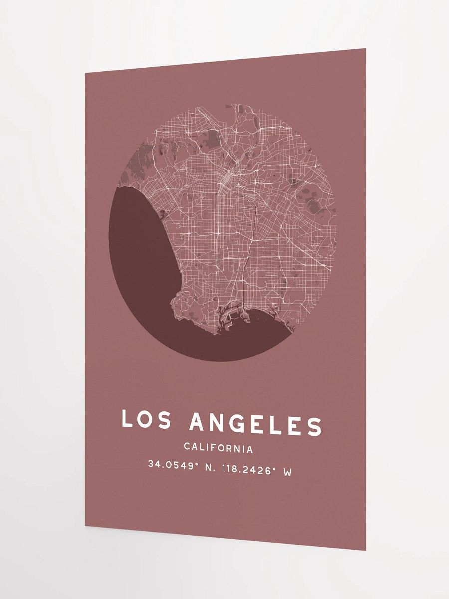 Los Angeles Street Map Poster – Red Minimalist Circular City Art product image (6)