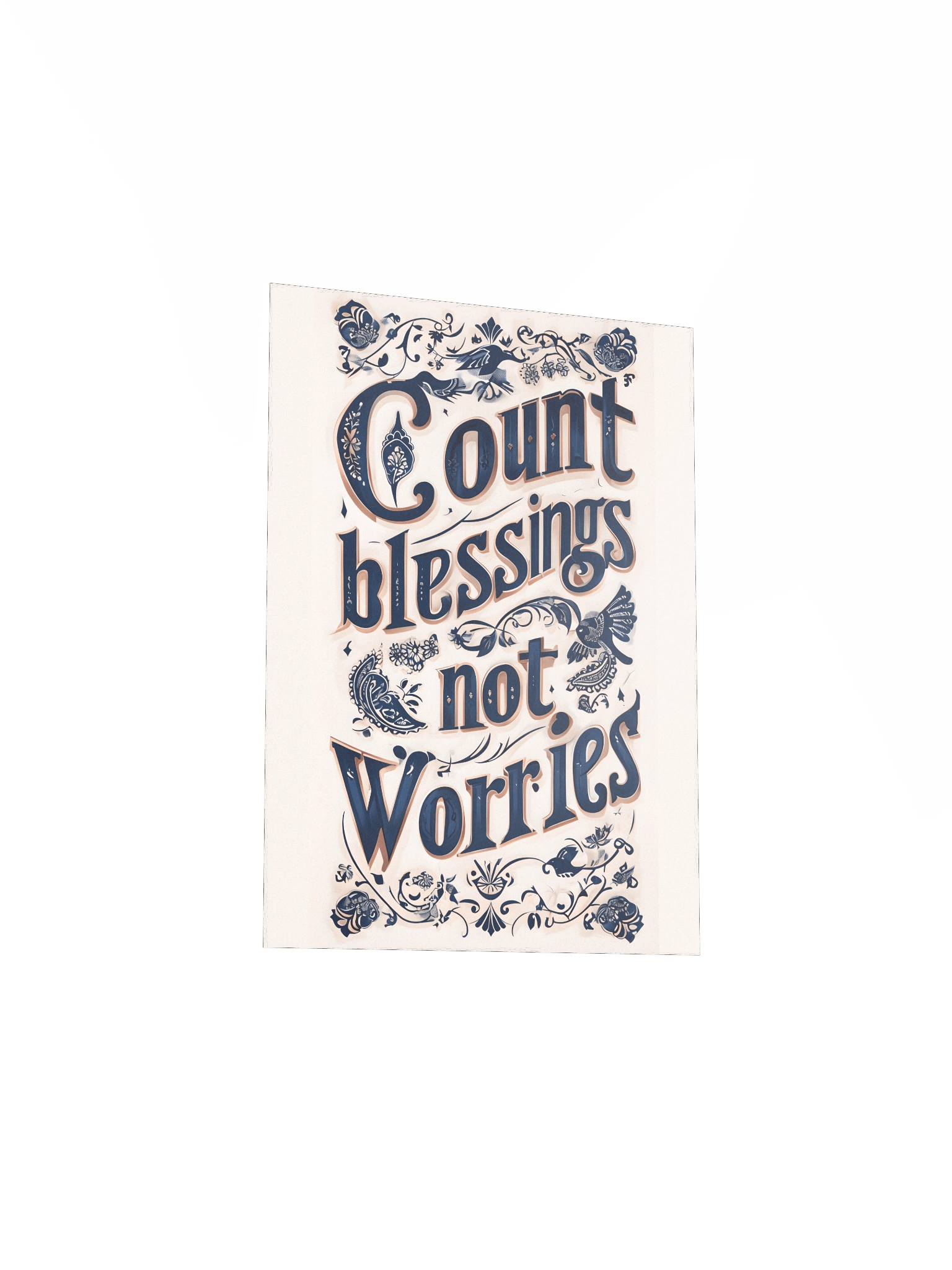 Count Blessings, Not Worries – Decorative Typography Beige Background Poster product image (26)
