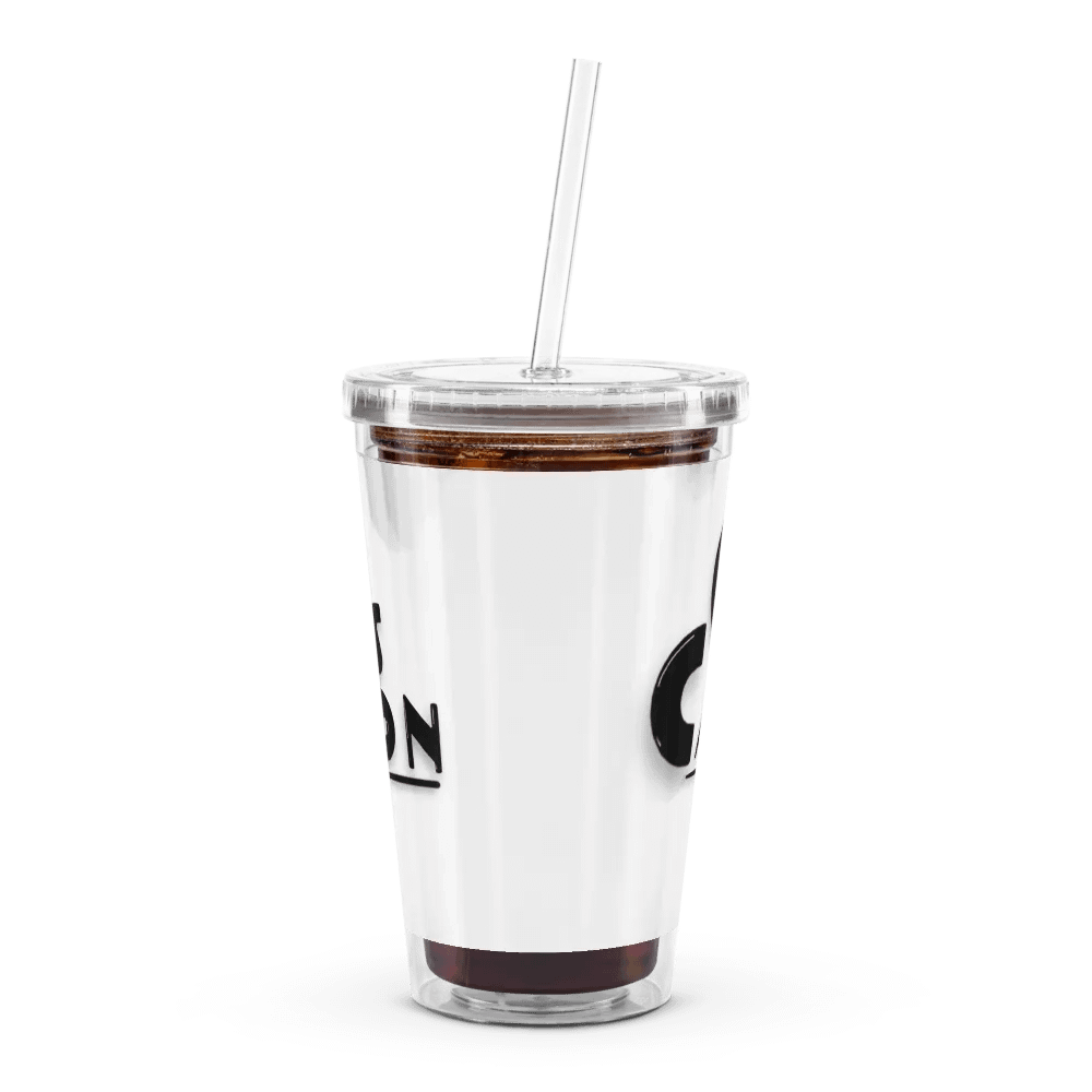 Clear Tumbler Cup with Lid & Straw - Black Text Logo product image (12)