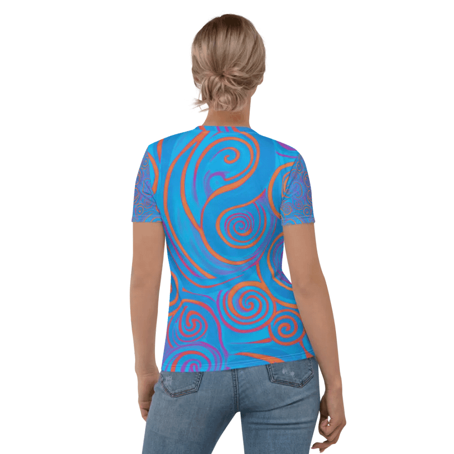 Funky Blue Dreams Liquid Tie-Dye Women's Crewneck T-shirt product image (2)