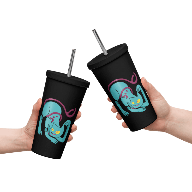 Demon Cat Insulated Tumbler with a Straw - Multicolor product image (5)