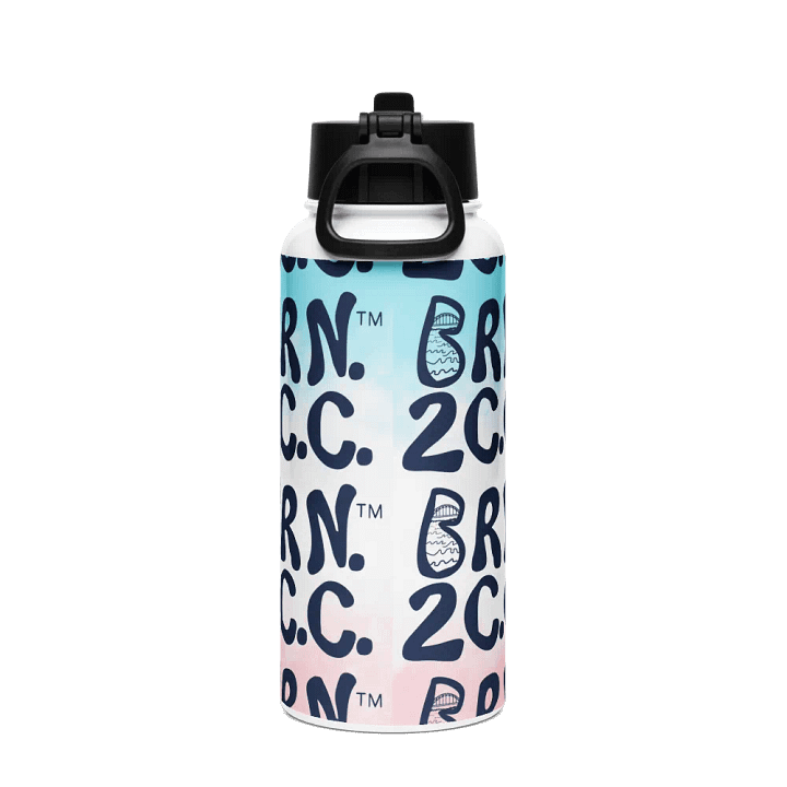 BRN.2C.C.™ | Navy Logo Repeat | Stainless Steel Water Bottle | Iconic Pink, White & Blue product image (2)